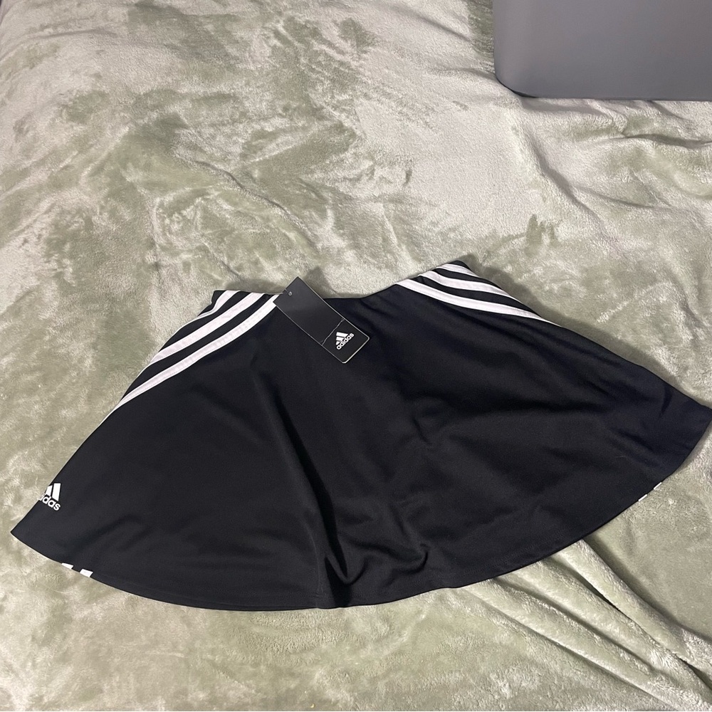 Adidas Girls (14) Classic Skort in Black with 3 White Stripes